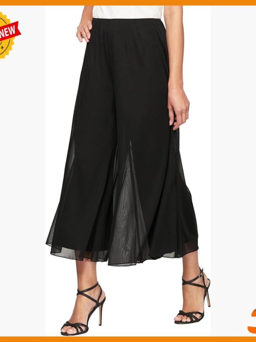 Wide Leg Chiffon Dress Pants, Tulip Hem, Elastic Waist, Formal Occasion Wear